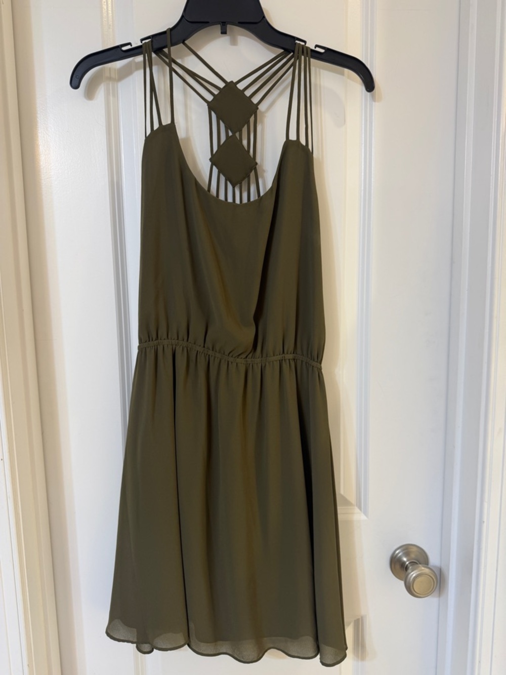 Olive Green Mini Dress with Strappy Back